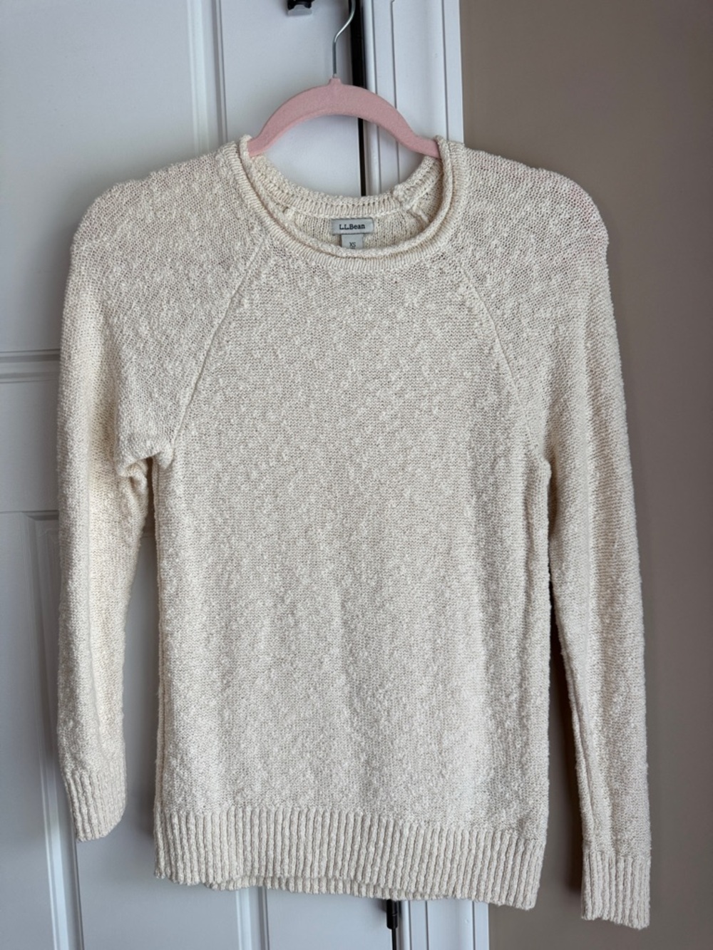 L.L. Bean Women's Cream Textured Scoop-Neck Sweater